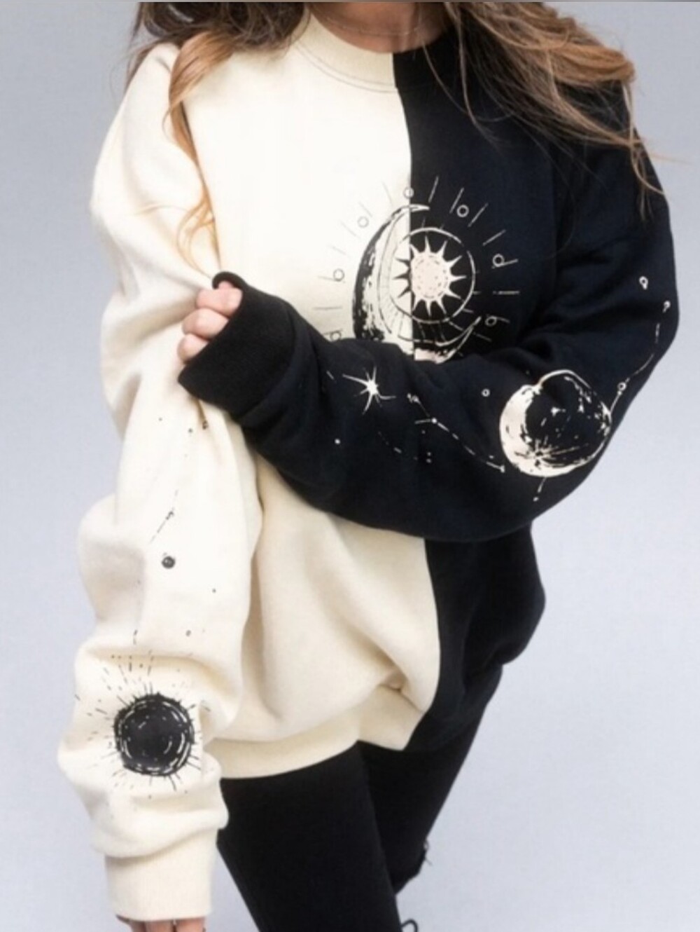 Valkyrae Total Eclipse Sweatshirt NWOT Sz XS ColorblocK Sweatshirt